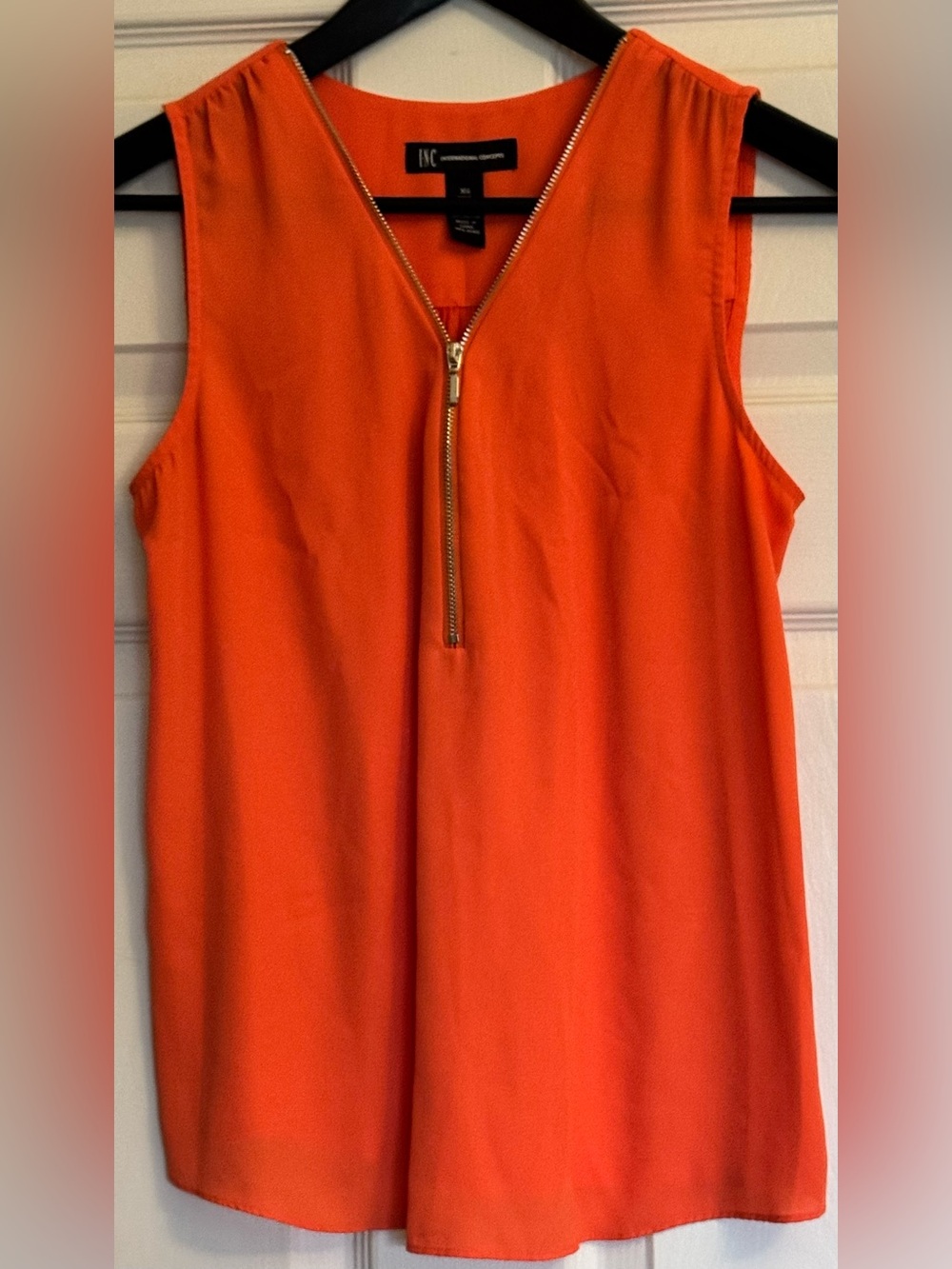 INC International Concepts Bright Orange Sleeveless Zip-Front Camisole